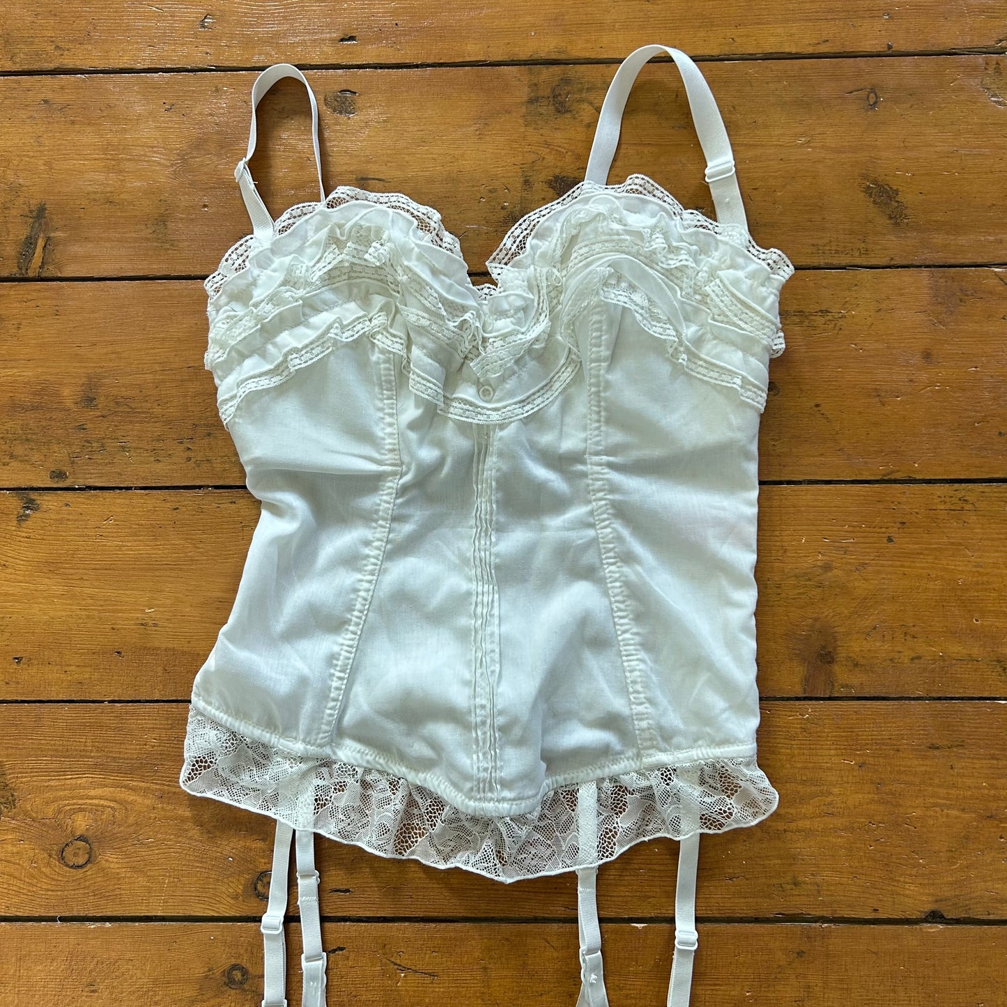 vintage 00s white lace broderie corset top
