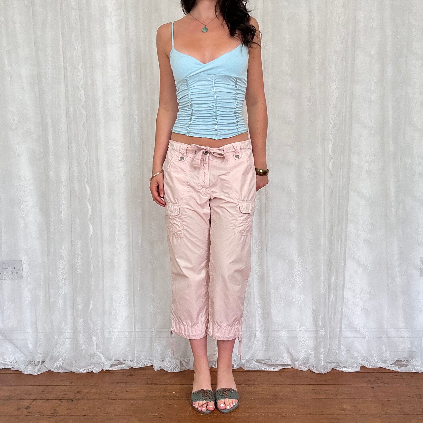 vintage 00s baby blue ruched cami