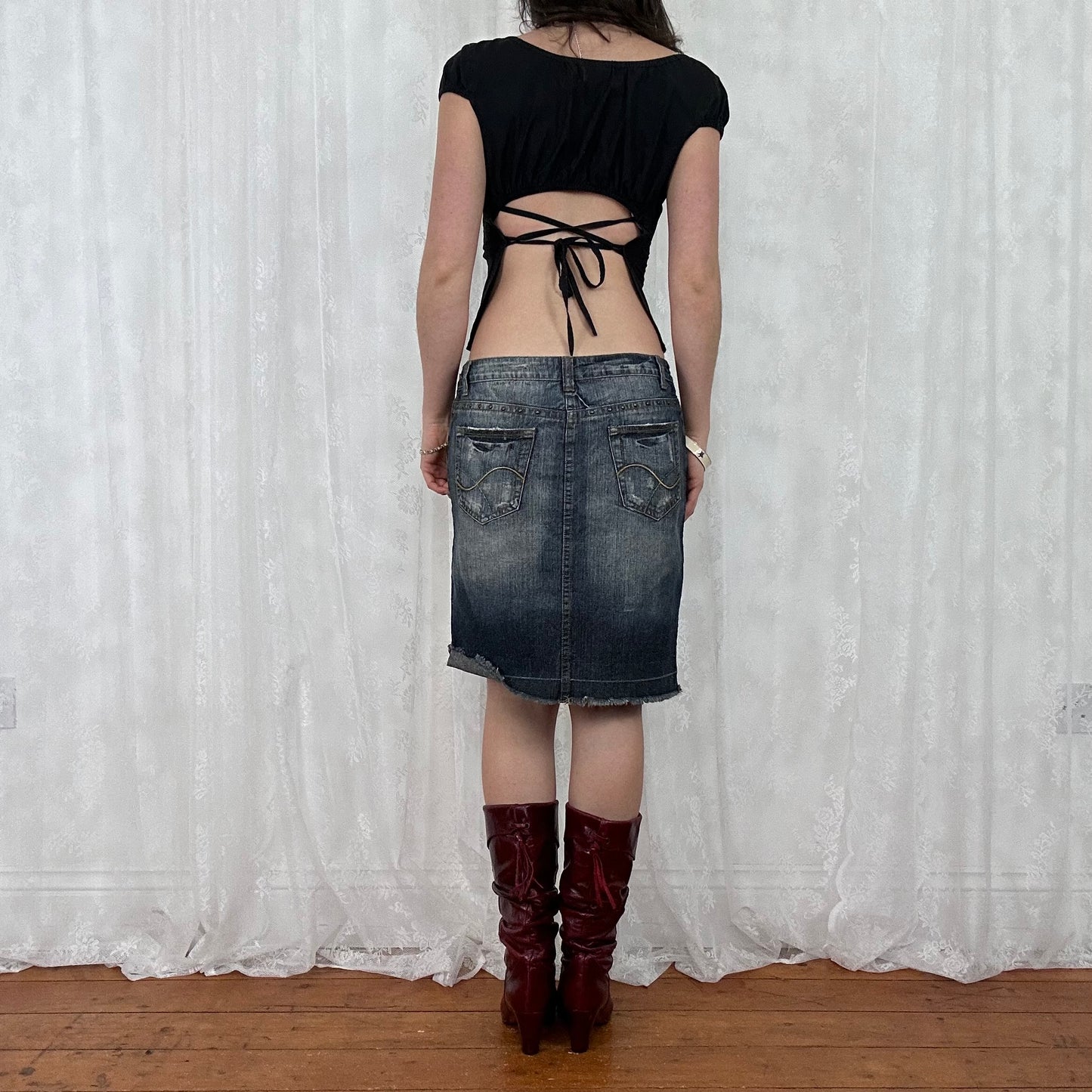 vintage 00s black pimkie milkmaid top
