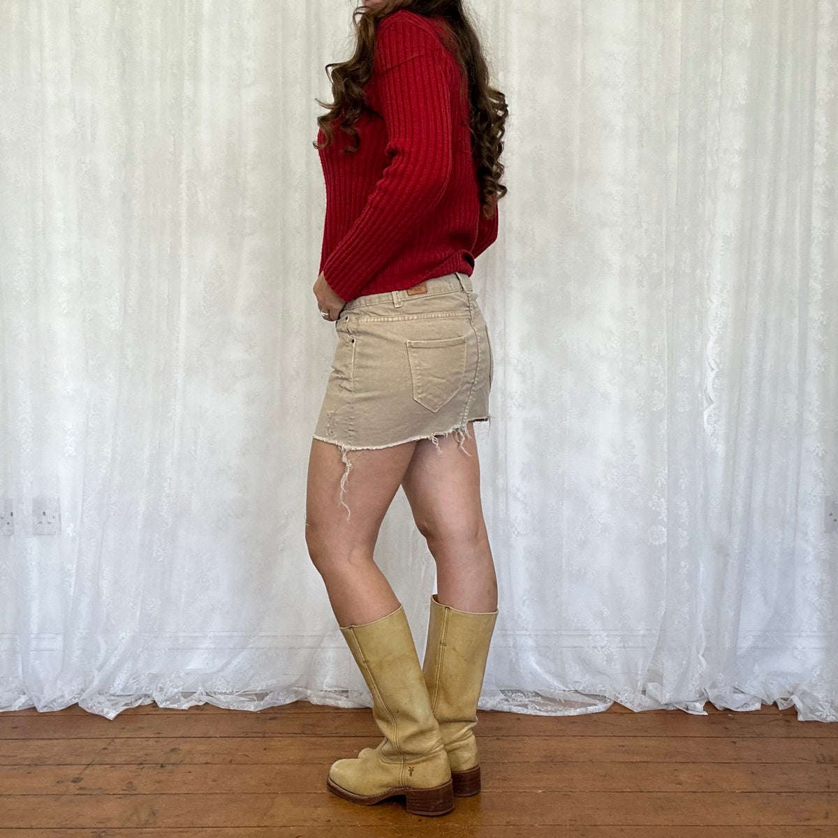 vintage 00s red flag knitted jumper
