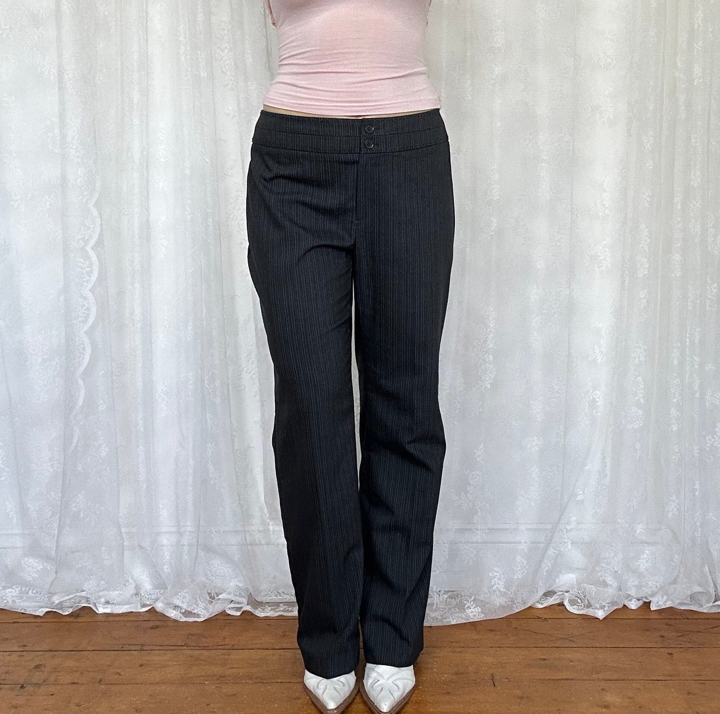 vintage 00s grey pinstripe trousers
