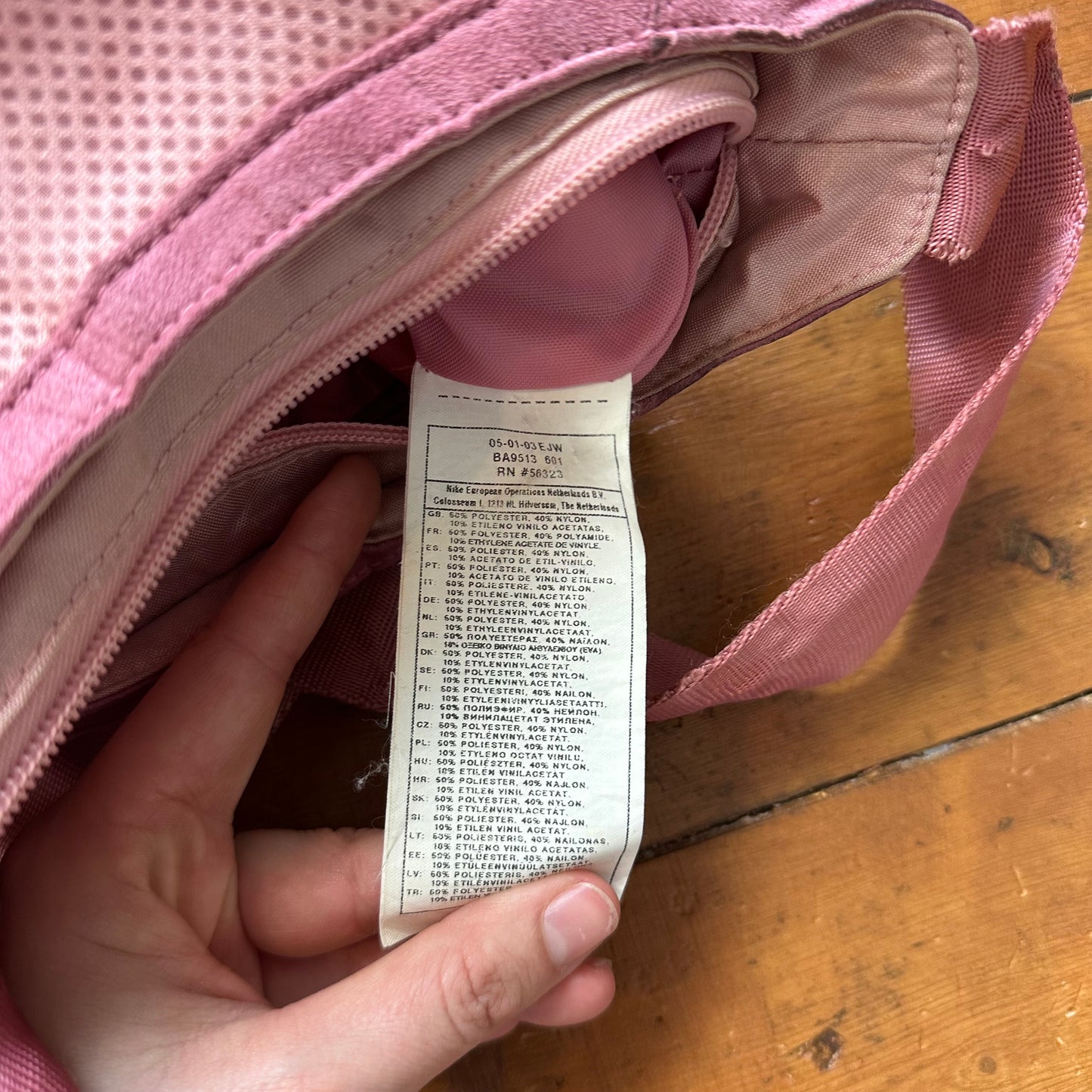 vintage 00s pink Nike mini baguette sneaker sole bag