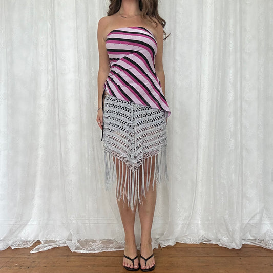vintage 00s purple striped bandeau studded top