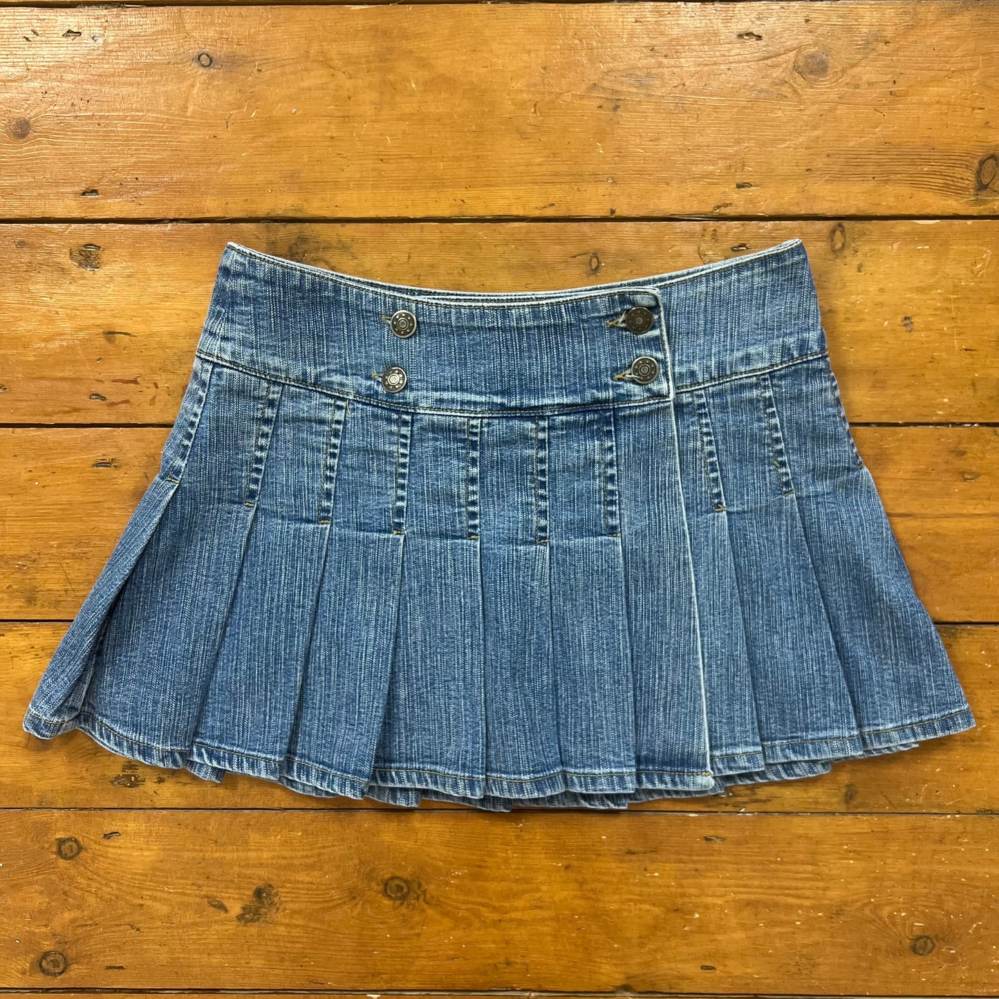 vintage 00s denim pleated mini skirt