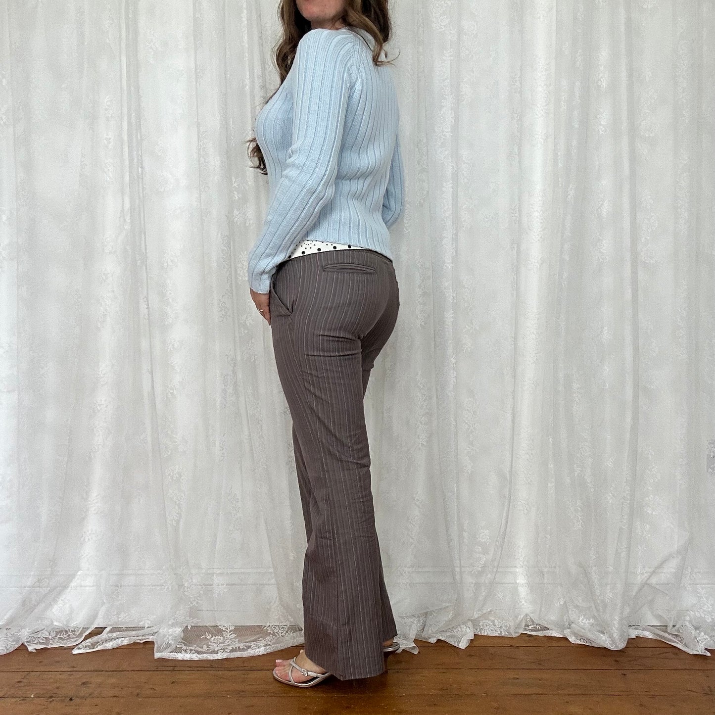 vintage 00s baby blue knitted flag jumper