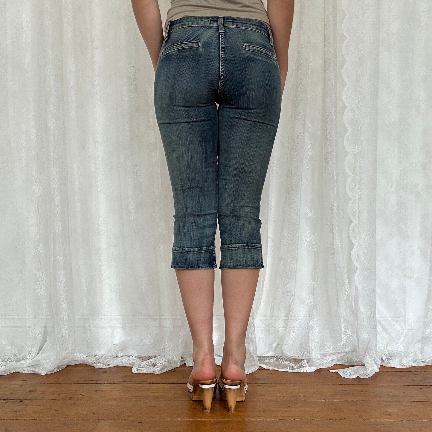 vintage 00s denim low rise capri pants