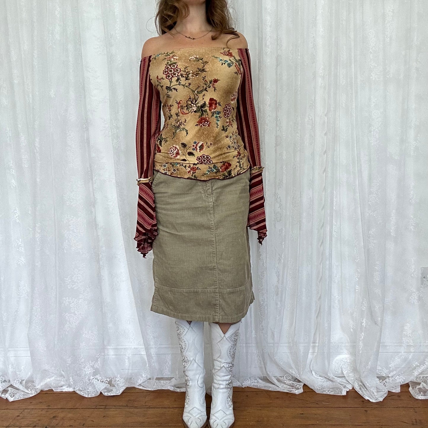 vintage 00s whimsical off shoulder top