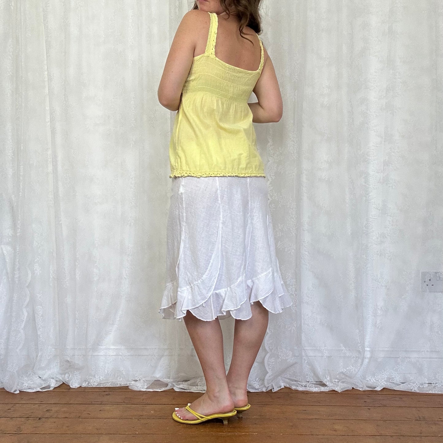 vintage 00s yellow babydoll cami top