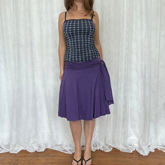 vintage 00s navy and purple checkered cami top