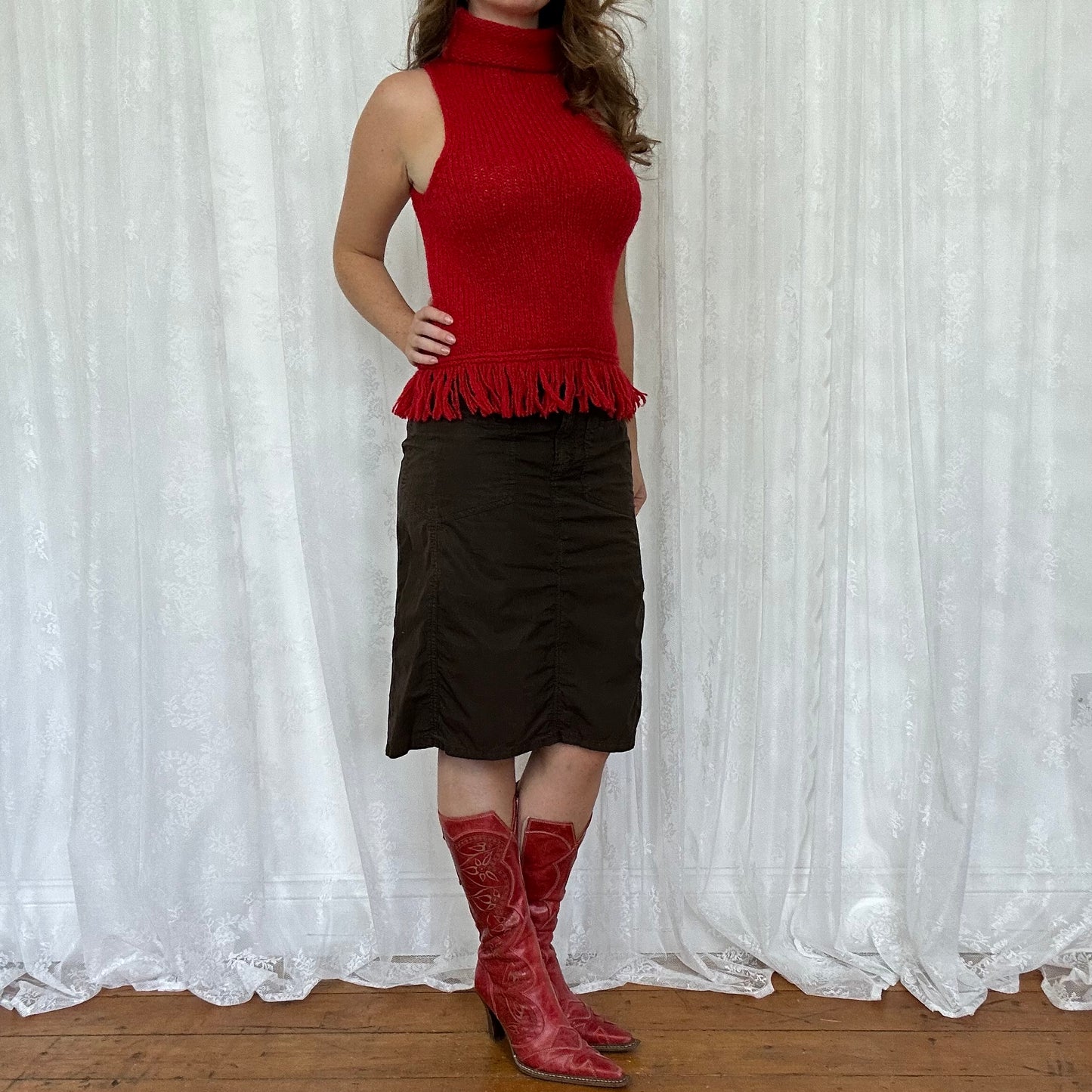 vintage 00s stripey knitted sleeveless jumper