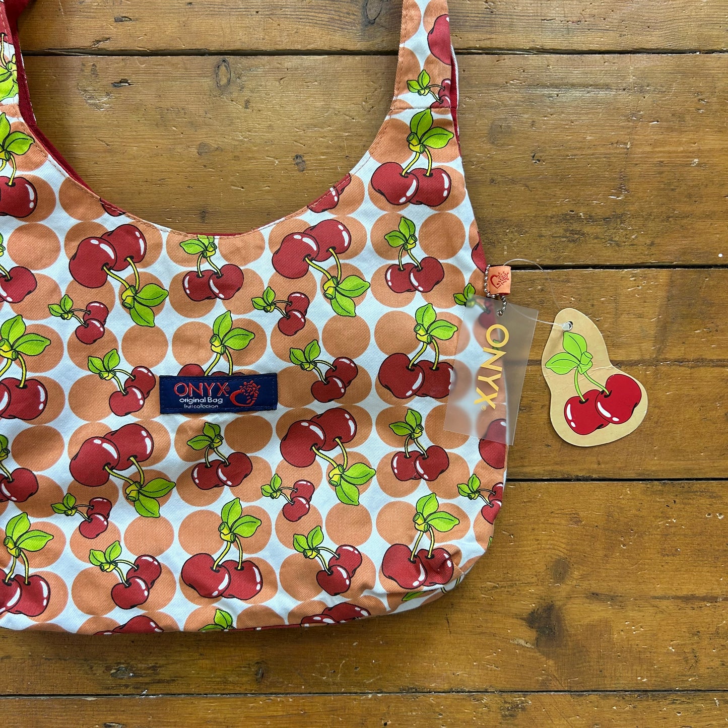 vintage 00s cherry print polka dot shoulder bag