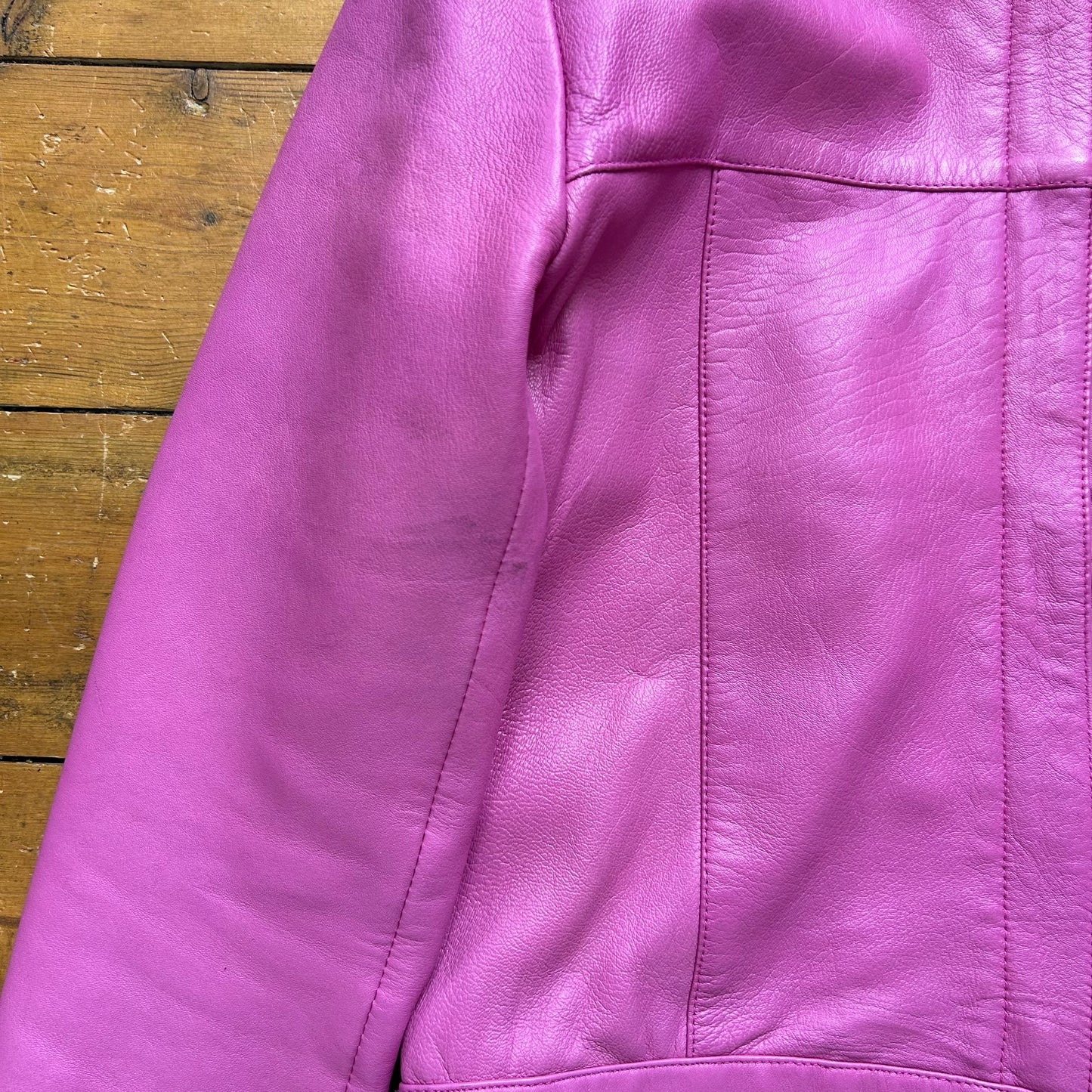 vintage 00s barbie pink leather jacket