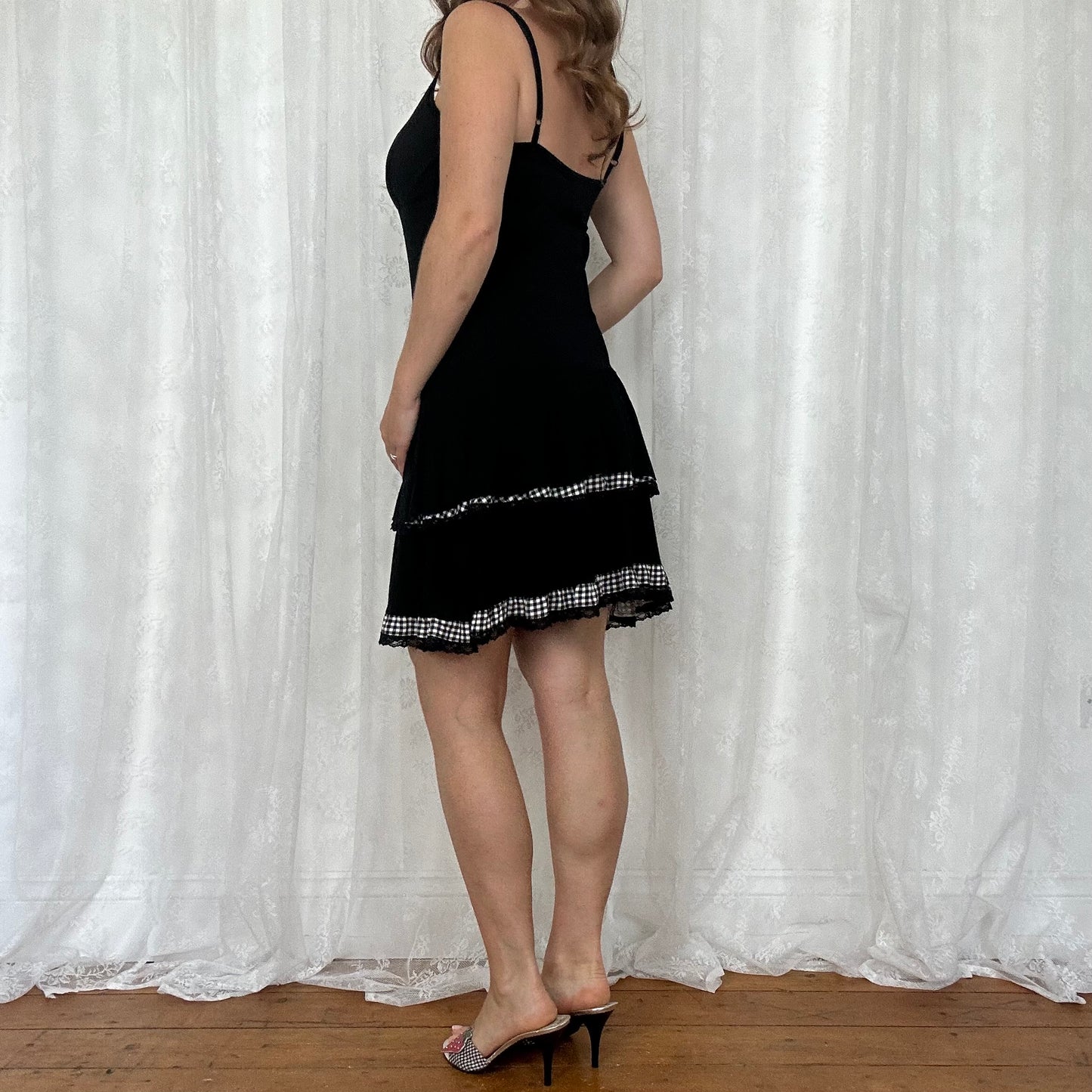 vintage 00s black gingham rara dress