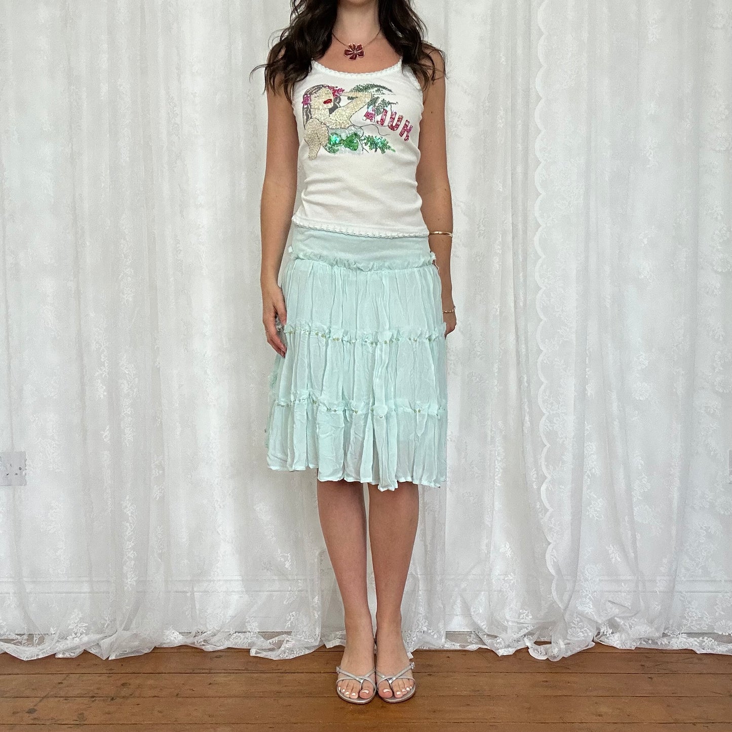 vintage 00s sequin graphic cami top
