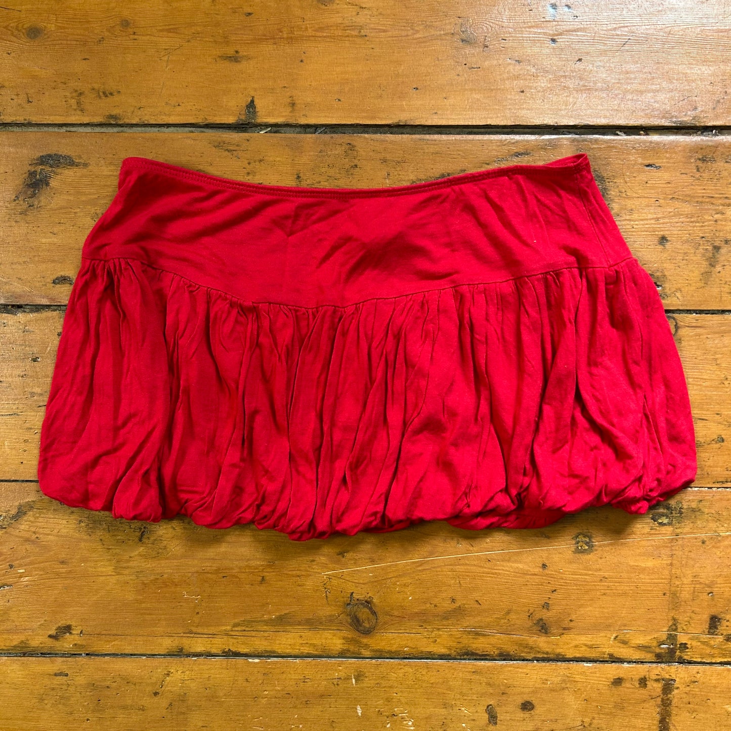 vintage 00s red puff bubble micro skirt