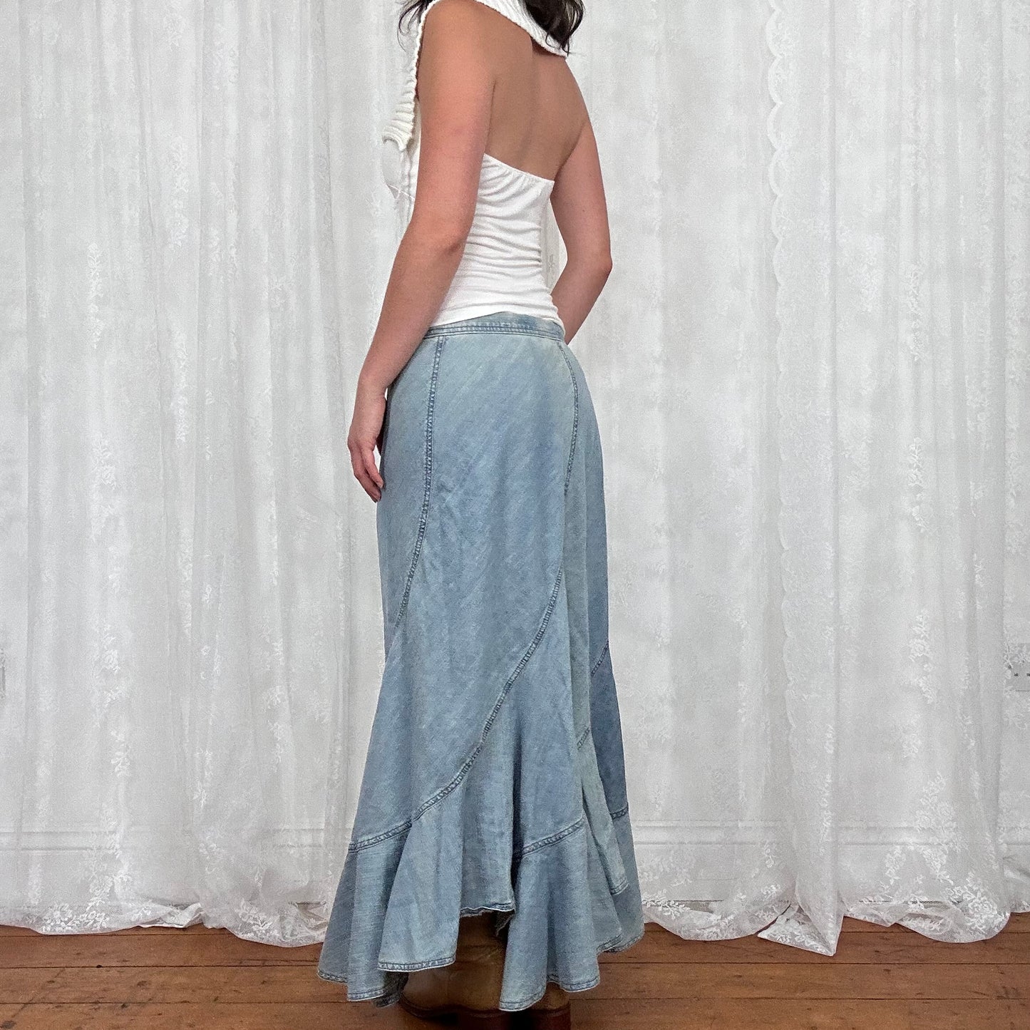 vintage 00s cream halter top with oversized collar