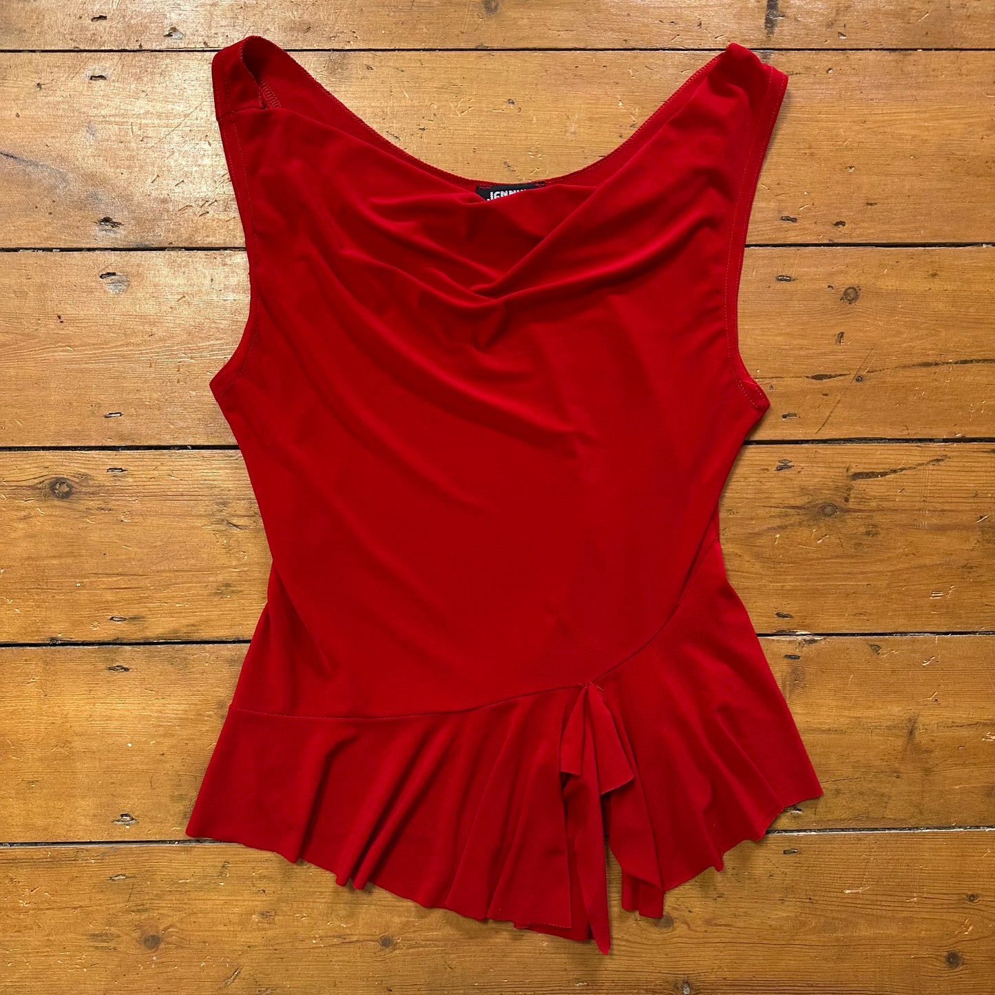 vintage 00s red slouchy cowl neck top