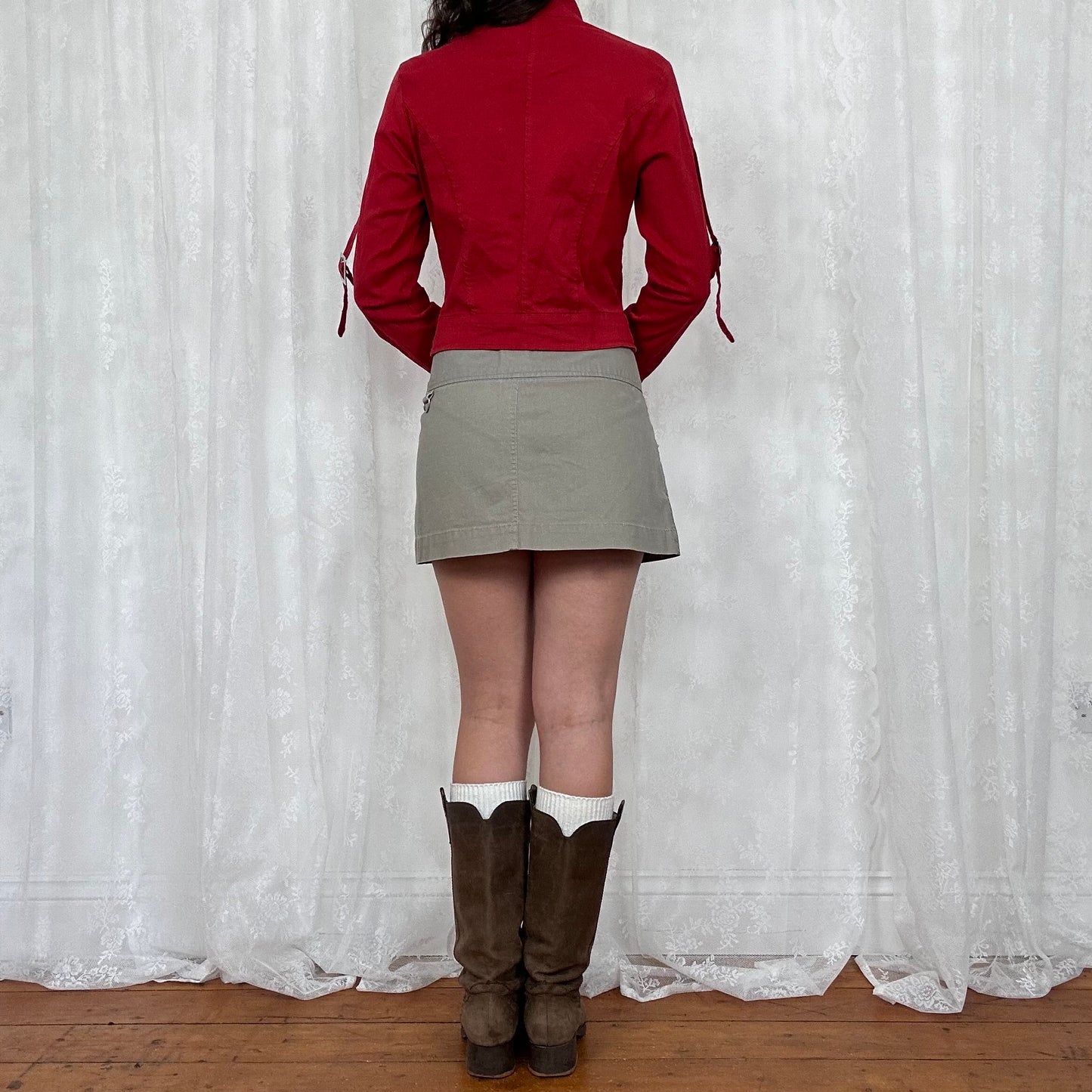 vintage 00s red lightweight buckle jacket