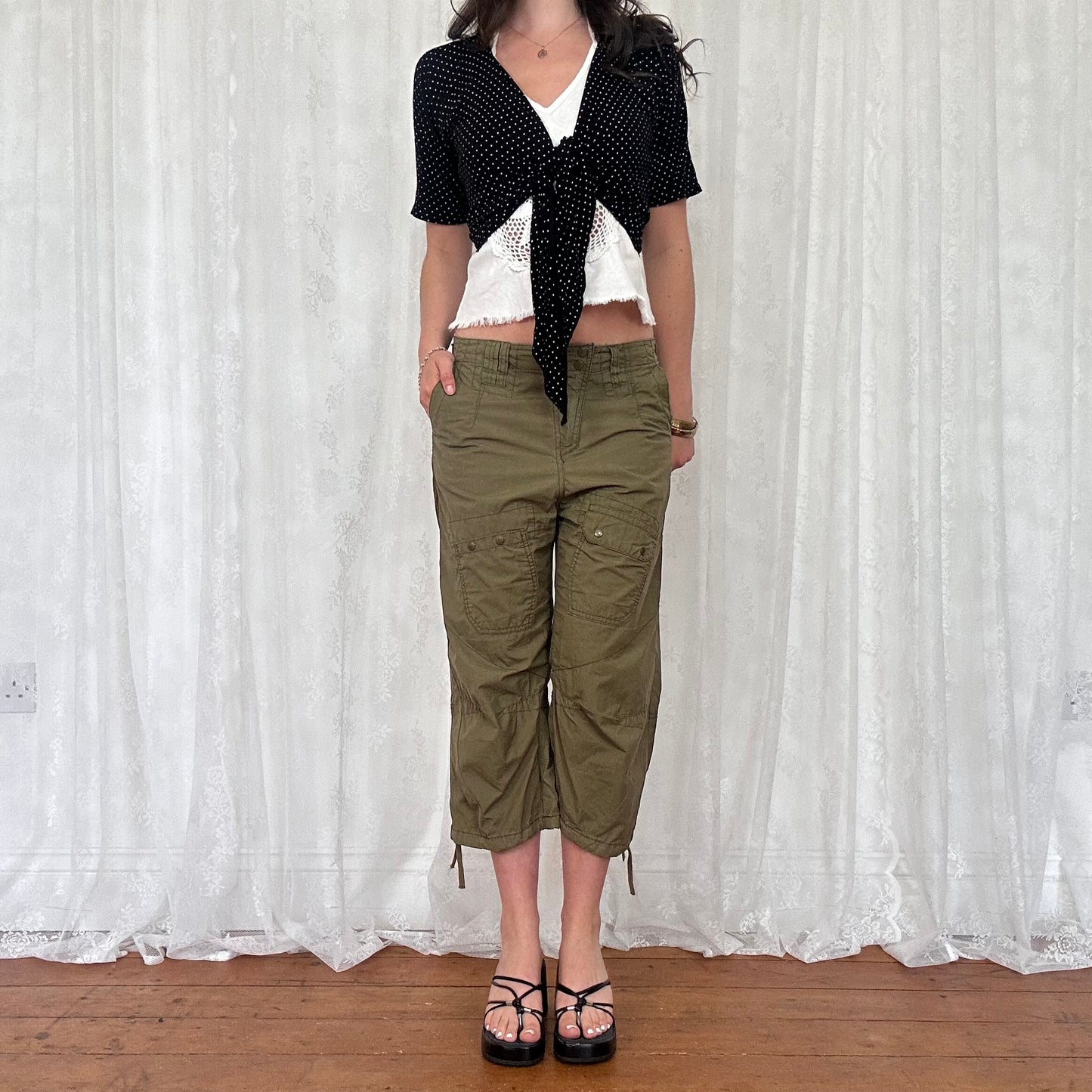 vintage 00s polka dot tie up cardigan