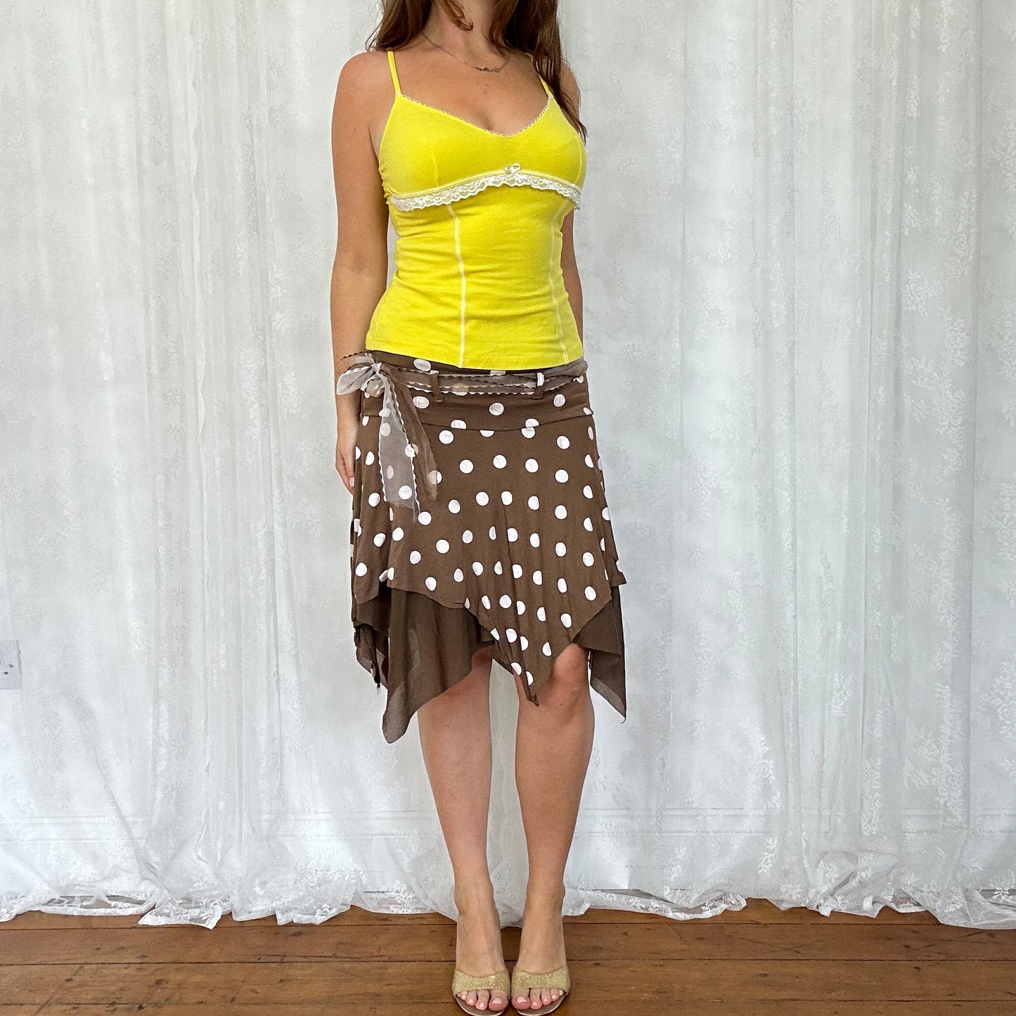 vintage 00s yellow lace trim cami
