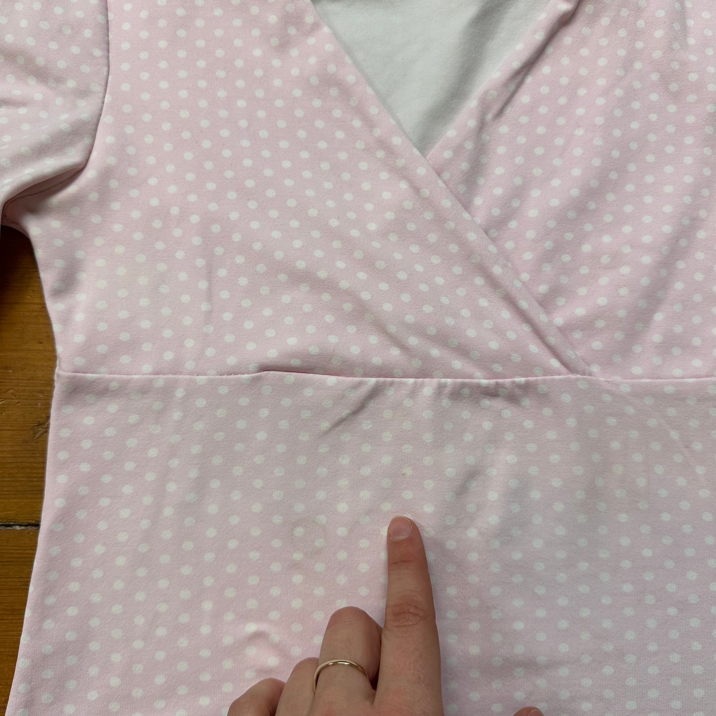 vintage 00s pink polka dot long sleeve top