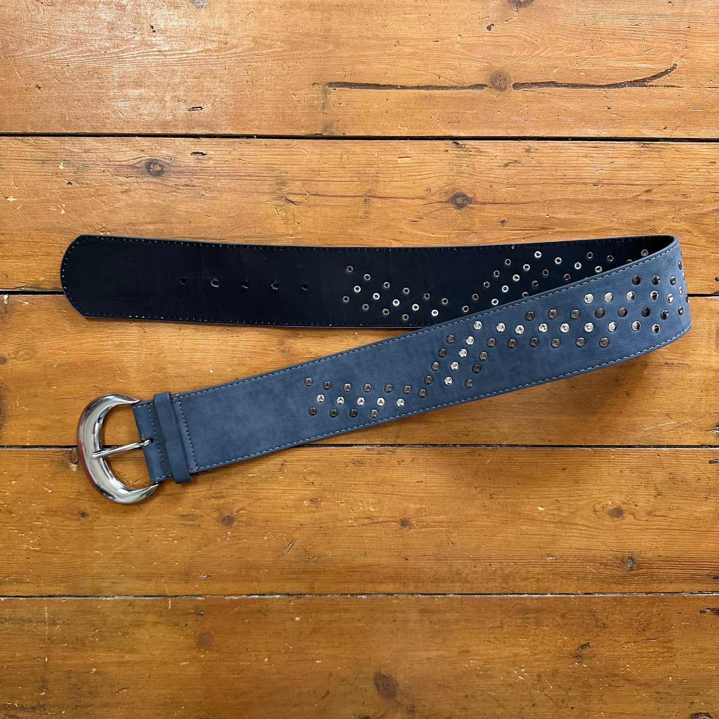 vintage 00s blue studded chunky belt