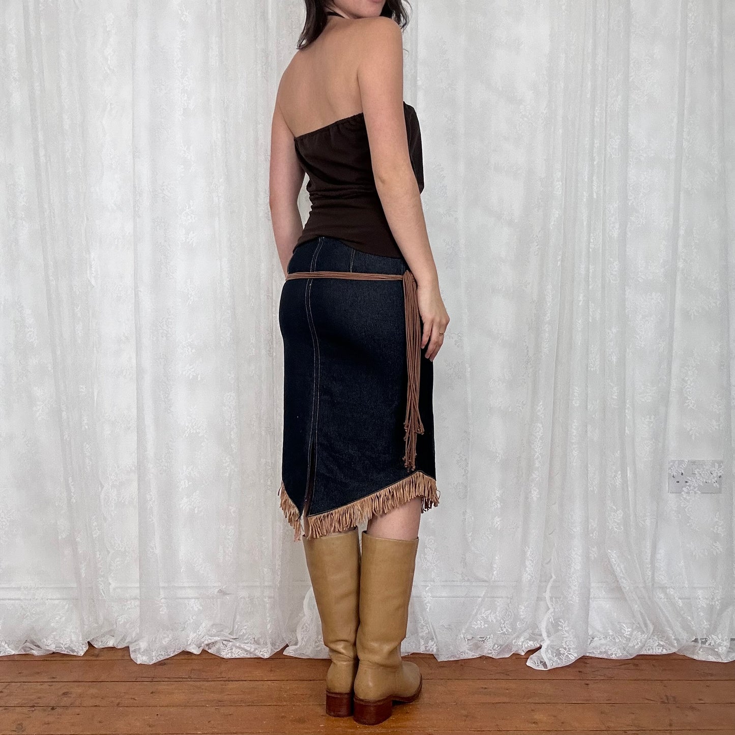 vintage 00s metal disc tassle belt