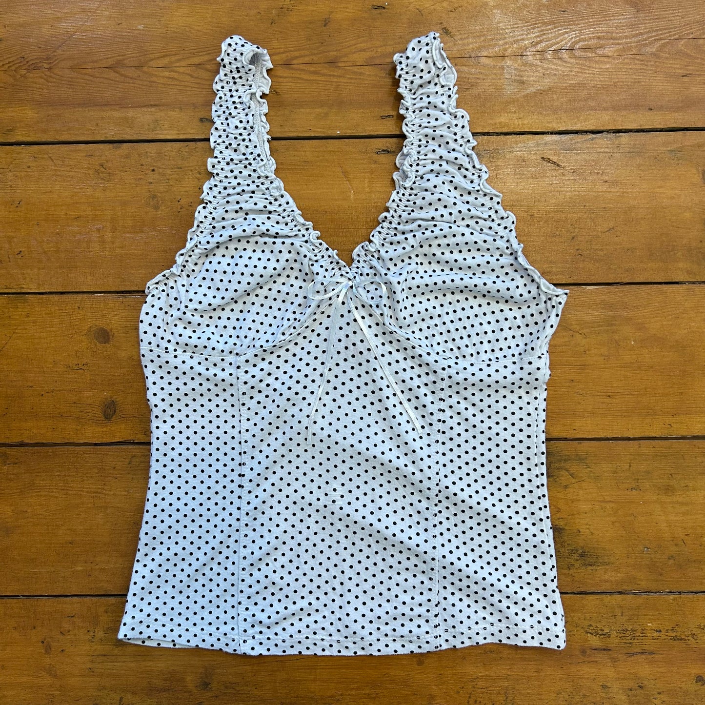 vintage 00s polka dot ruched tank top