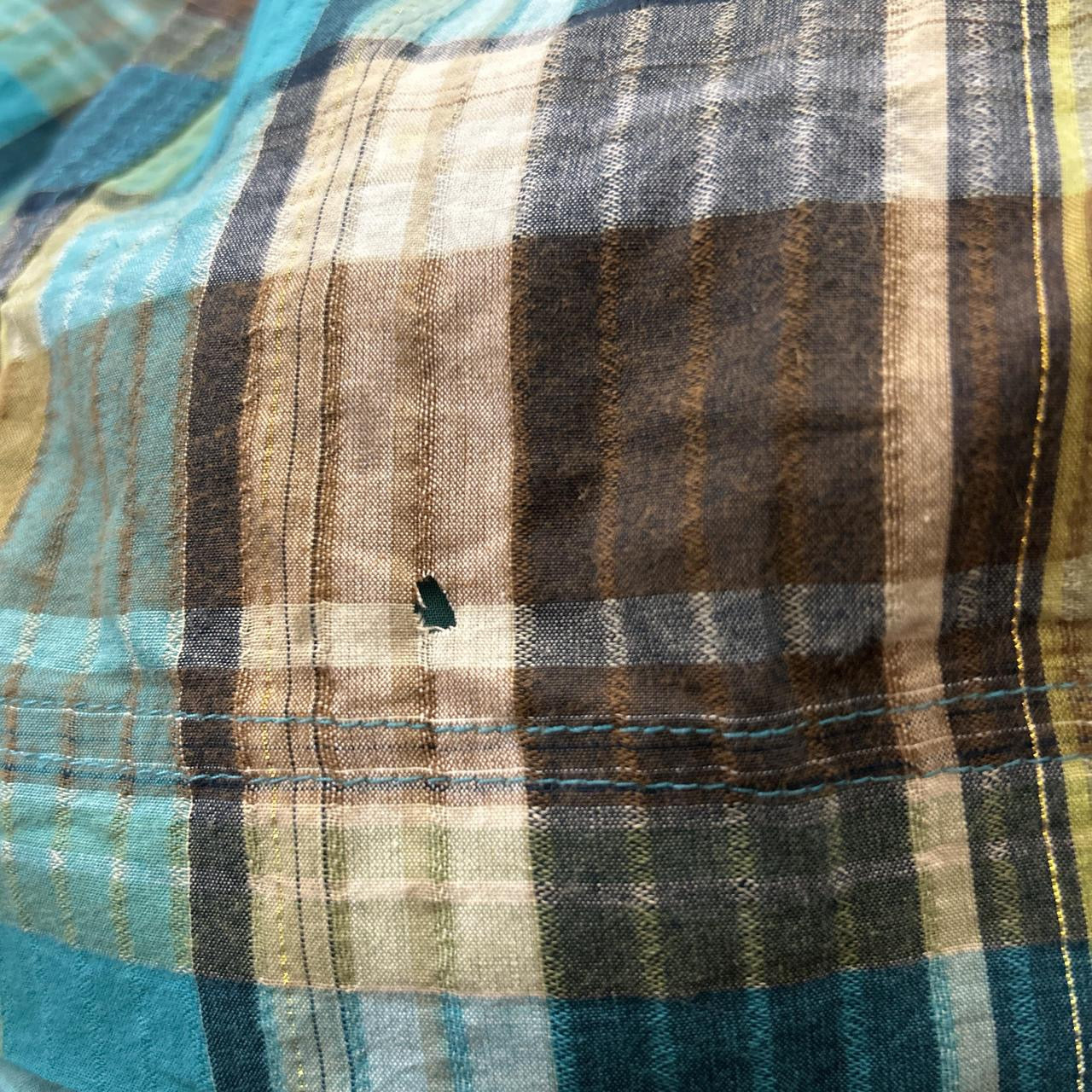 vintage 00s blue and brown checkered mini skirt