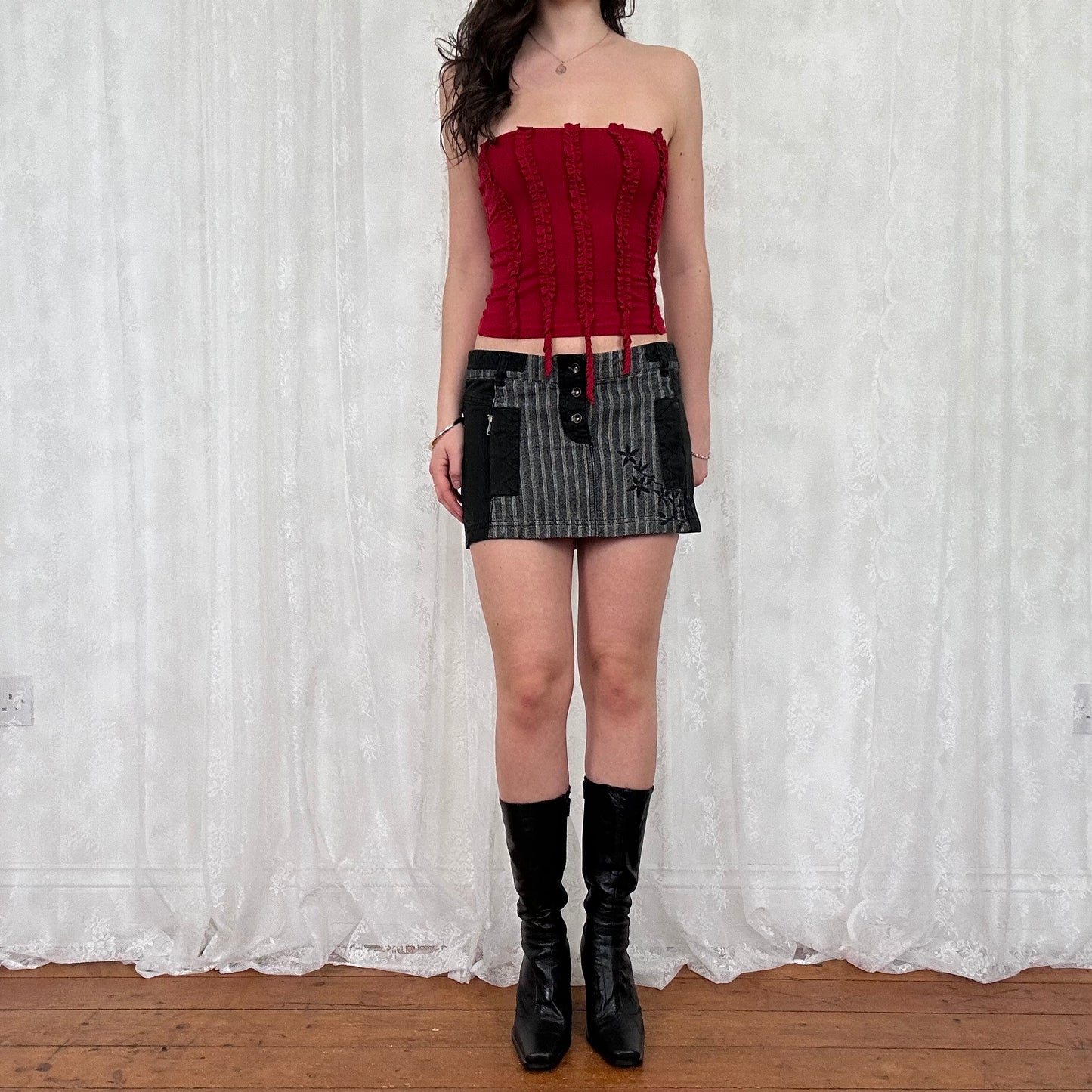 vintage 00s red strapless slinky top