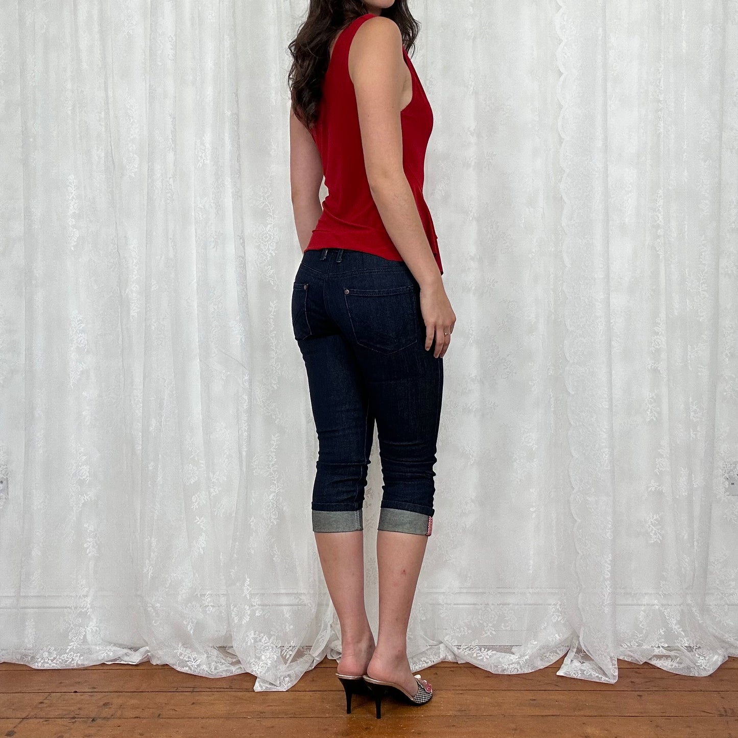 vintage 00s red slouchy cowl neck top