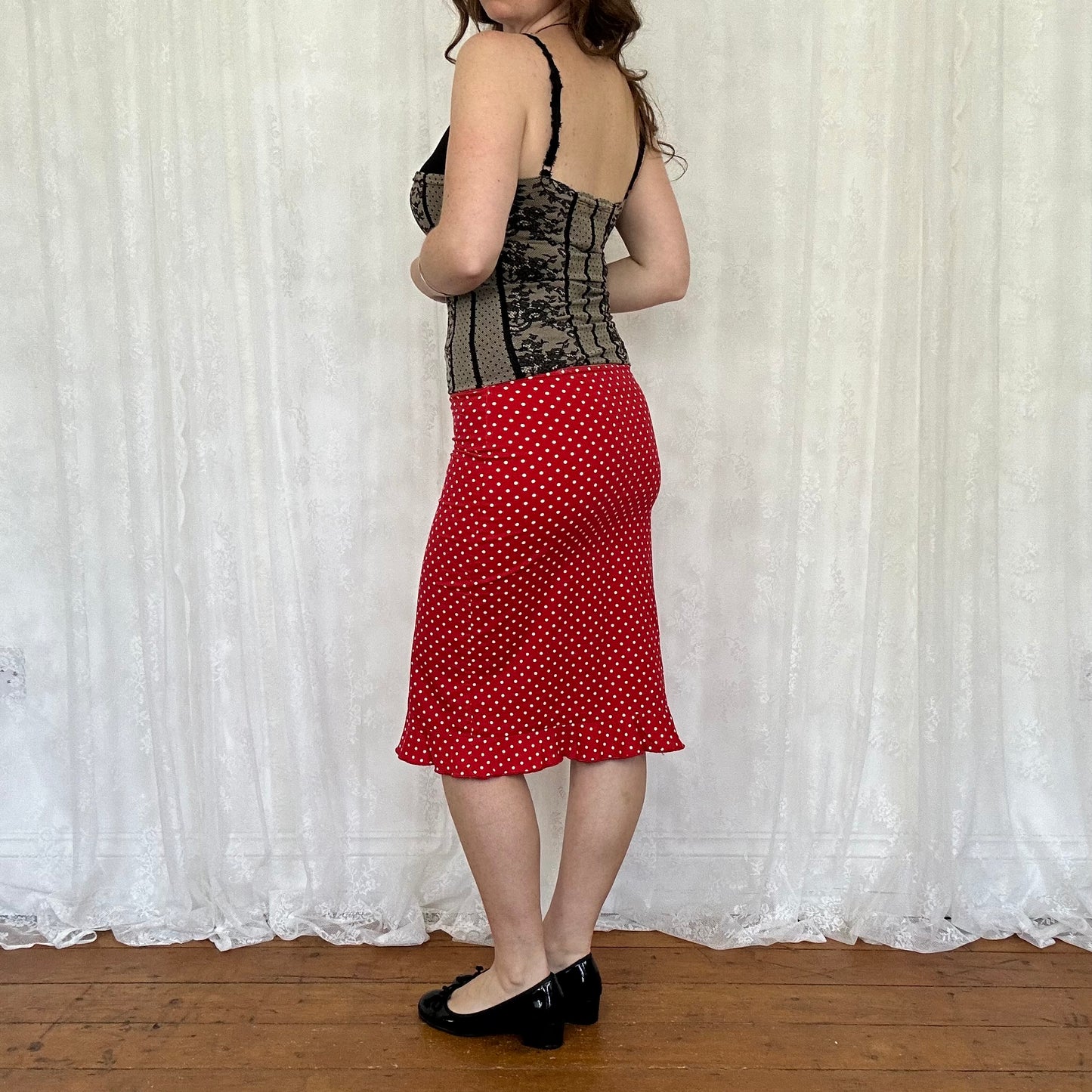 vintage 00s black patterned cami top