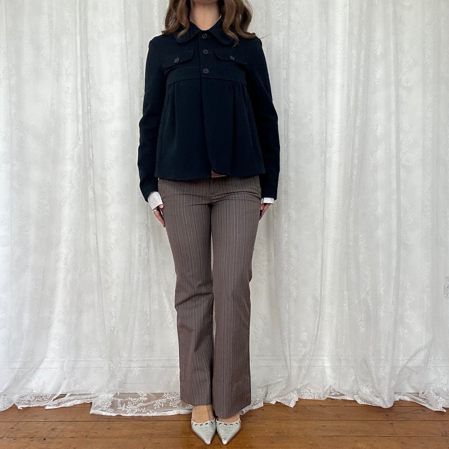 vintage 00s navy blue peacoat swing jacket