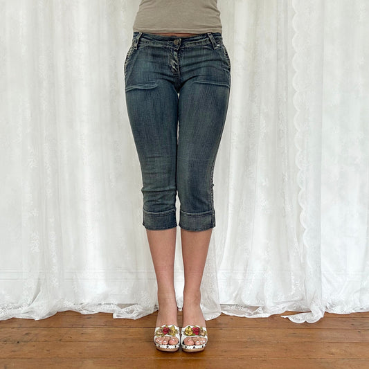 vintage 00s denim low rise capri pants