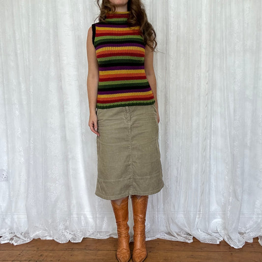 vintage 00s stripey knitted sleeveless jumper