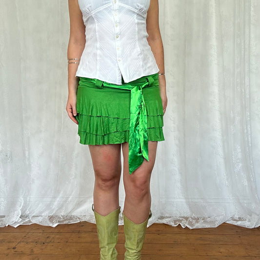 vintage 00s green rara mini skirt