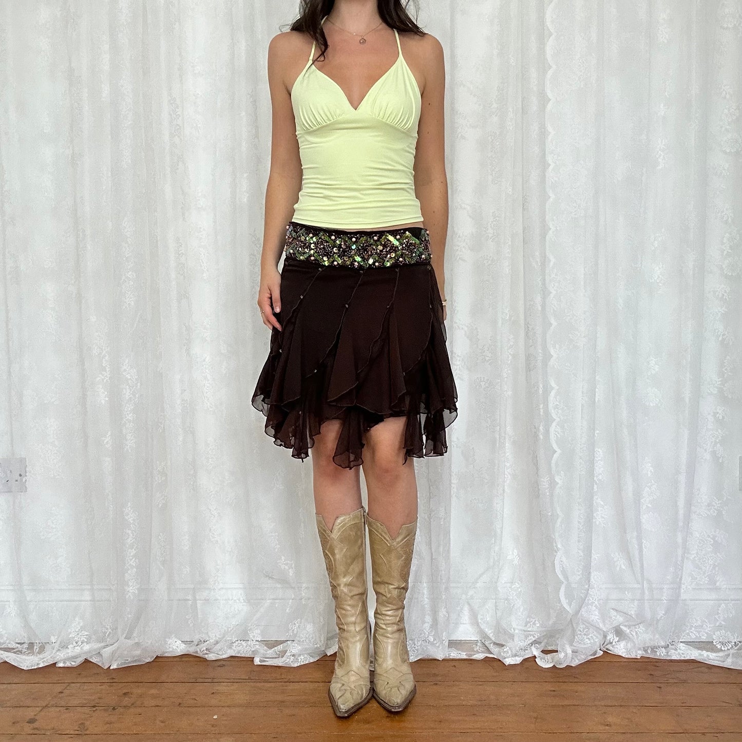 vintage 00s pale green slinky cami top
