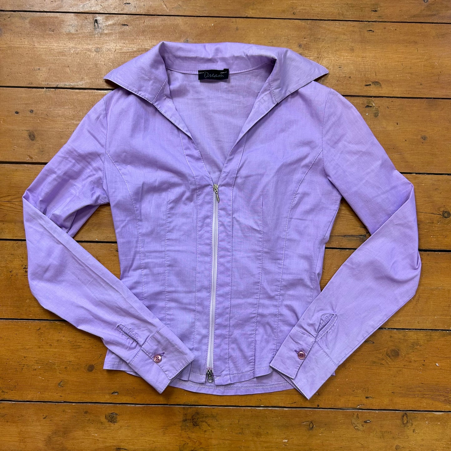 vintage 00s purple dual zip long sleeve shirt