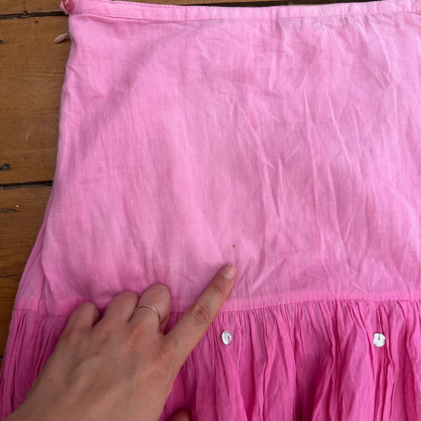 vintage 00s pink ombré sequin tiered midi skirt