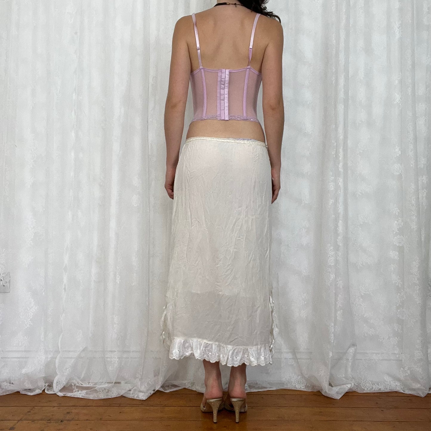 vintage 00s pink sequin cami with boning