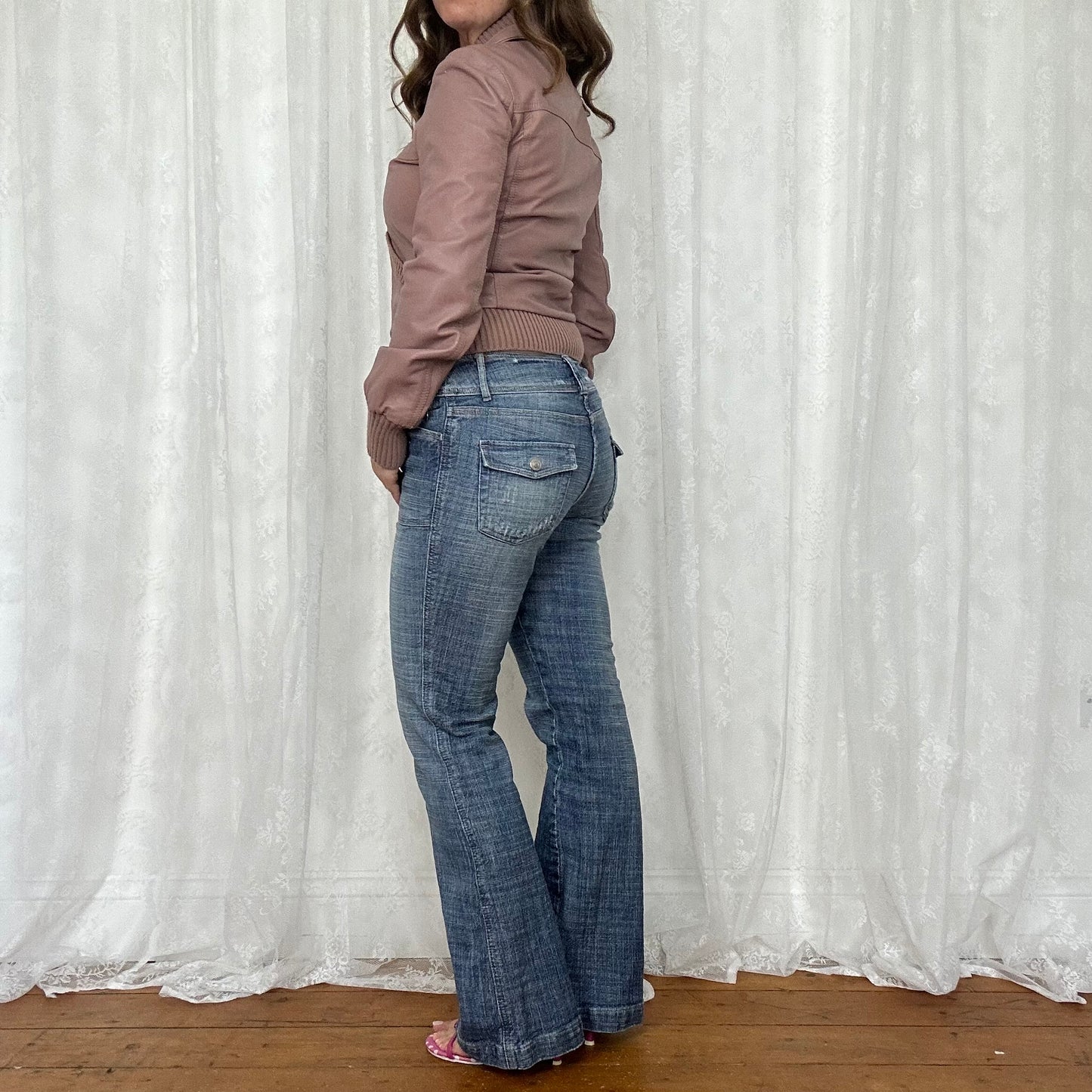 vintage 00s morgan de toi dusty pink leather jacket