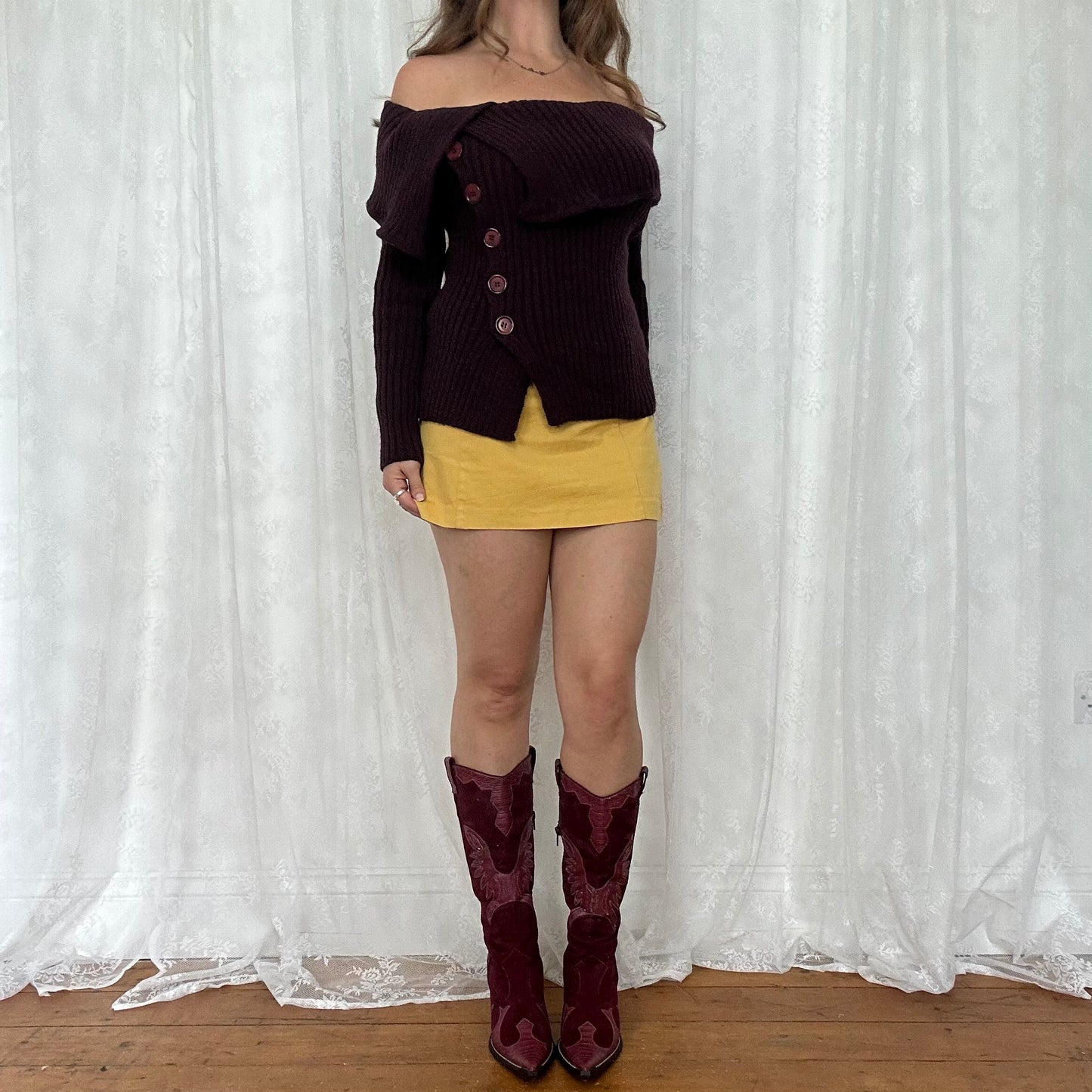 vintage 00s burgundy button knit jumper