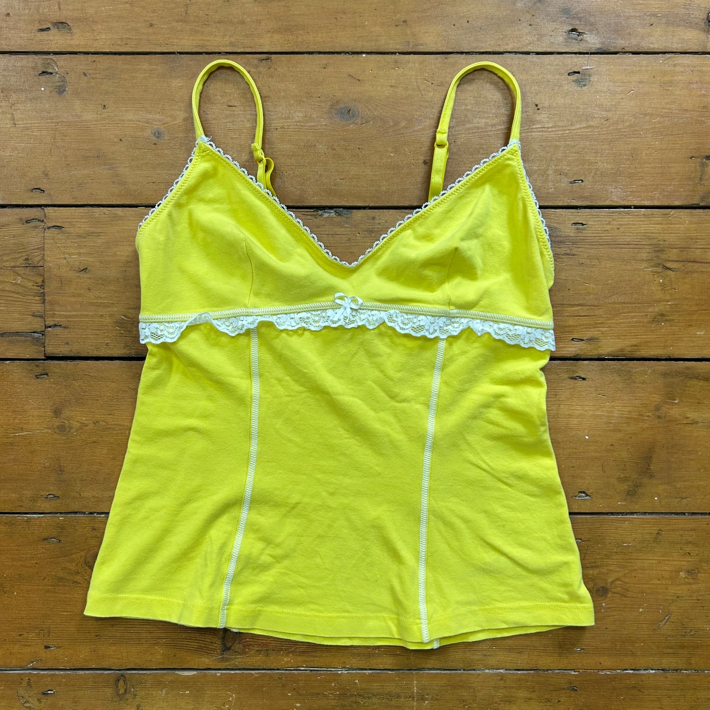 vintage 00s yellow lace trim cami
