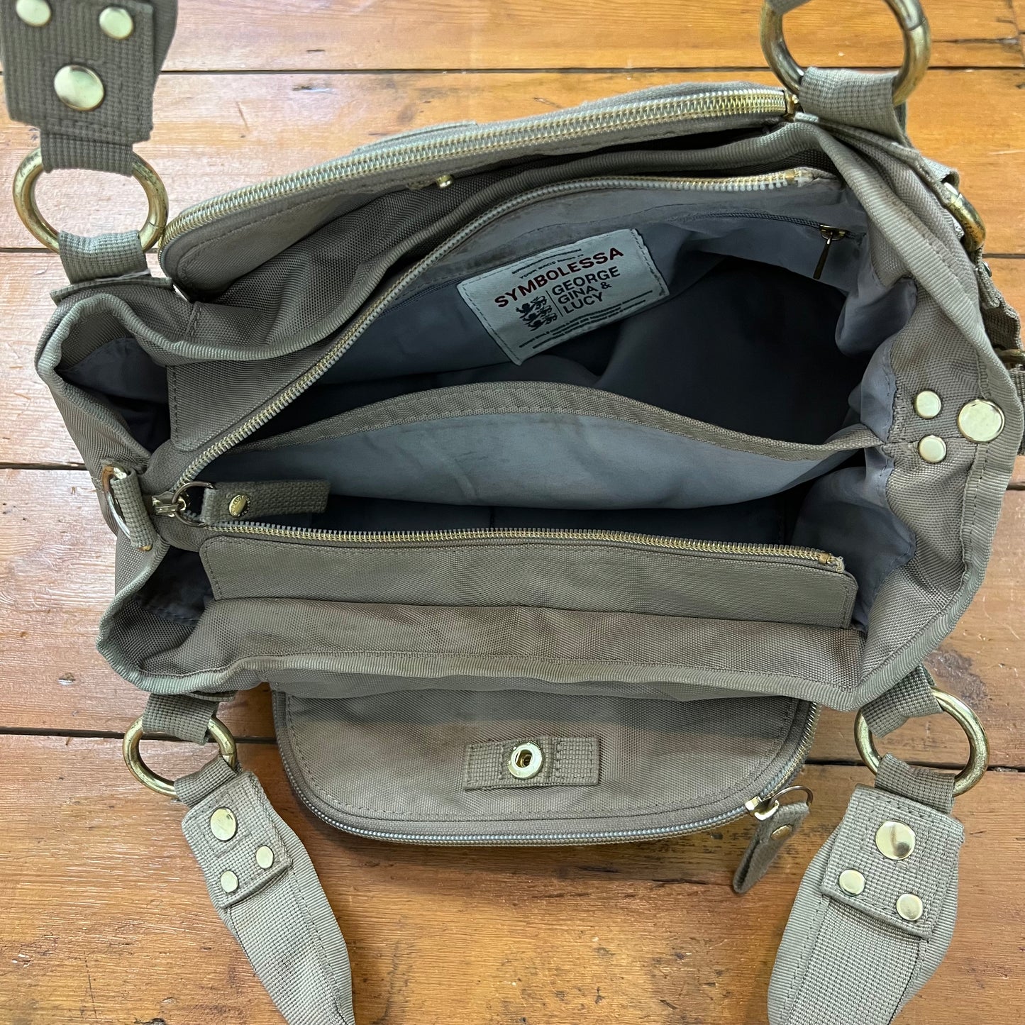 vintage 00s beige / grey george gina & lucy bag