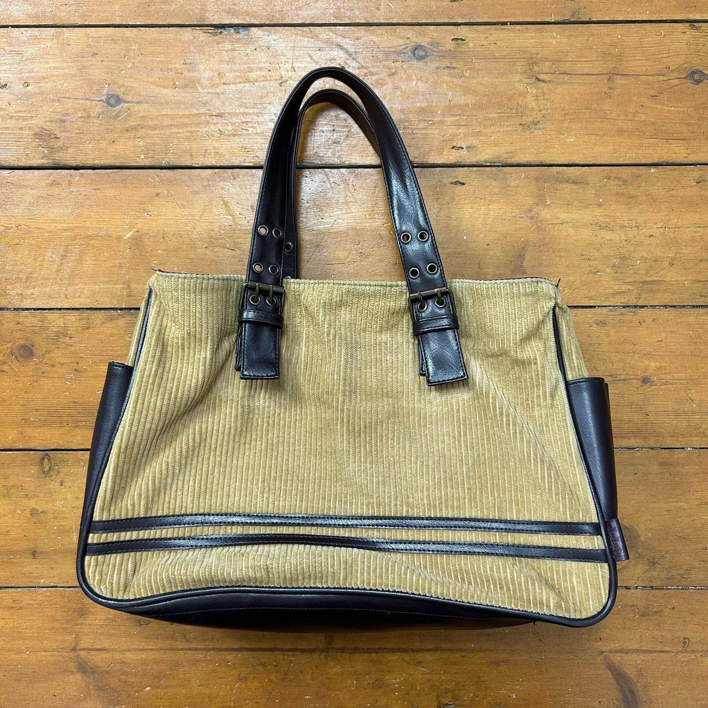 vintage 00s brown and beige cord shoulder bag