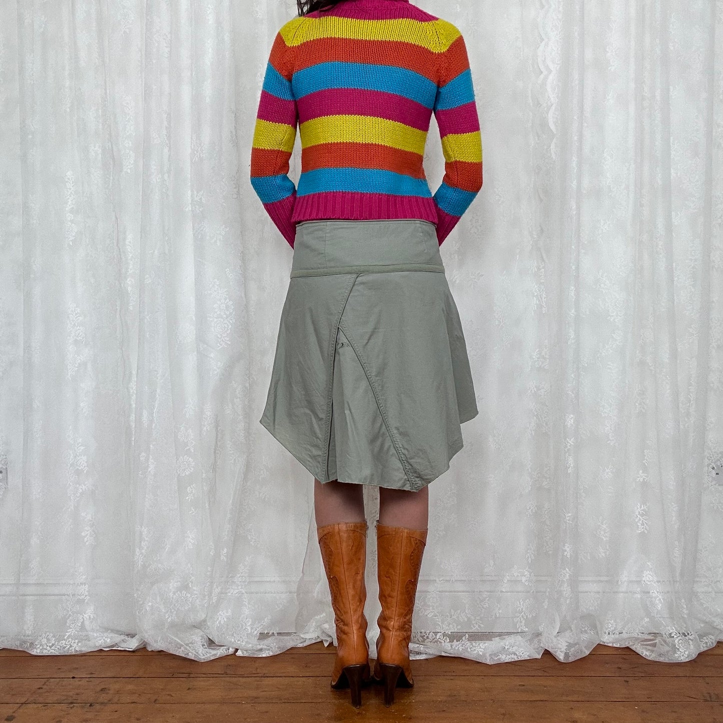 vintage 00s rainbow striped turtleneck jumper