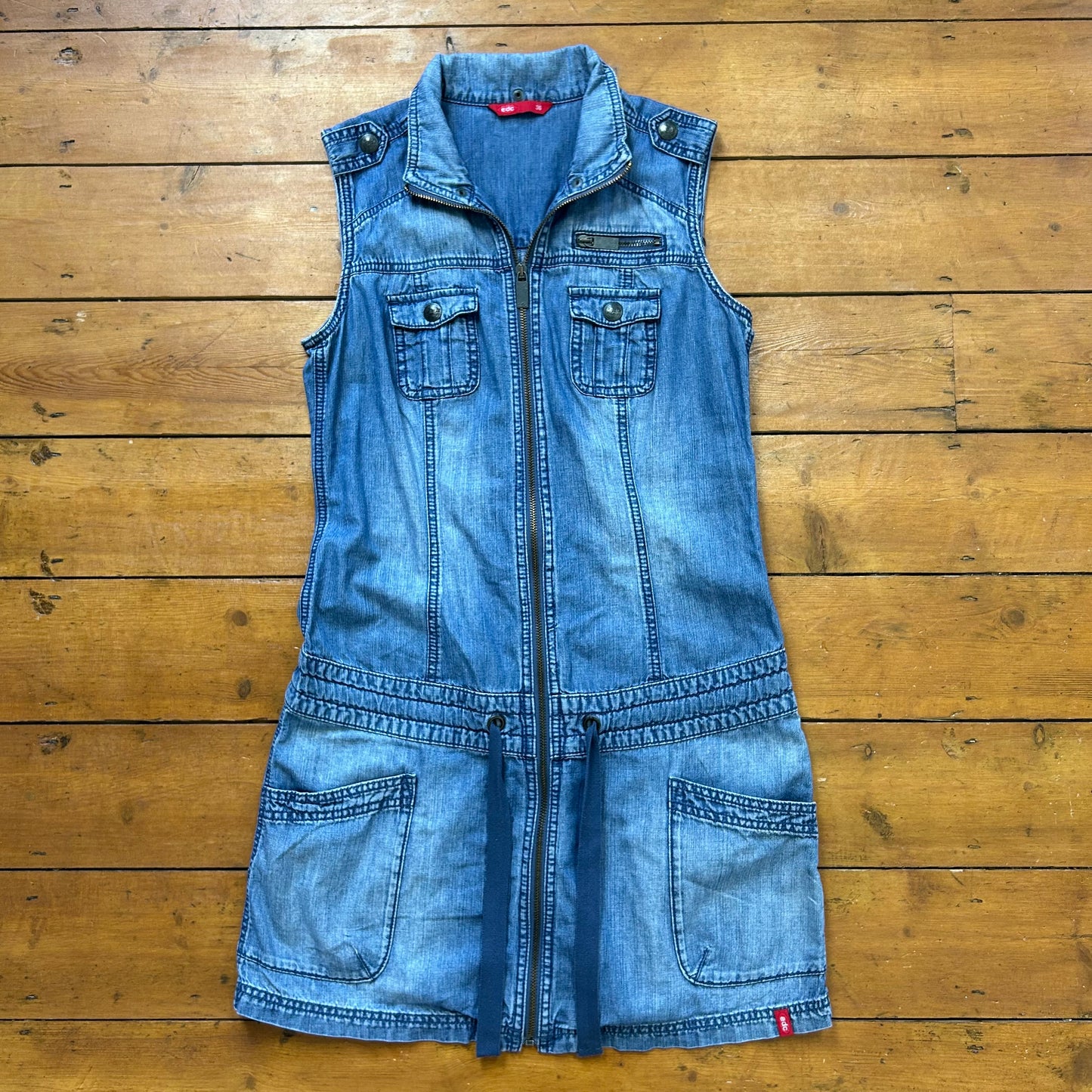 vintage 00s denim zip up mini dress