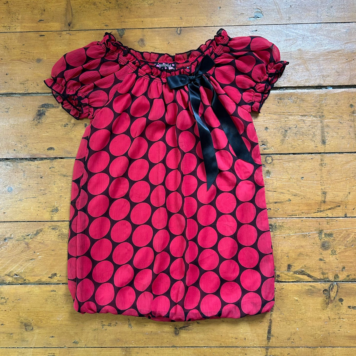 vintage 00s red and black polka dot top