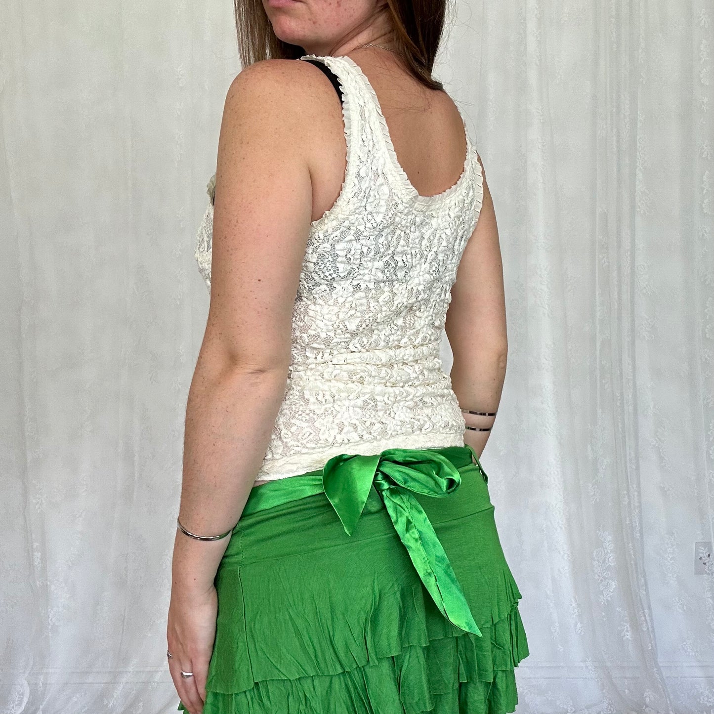 vintage 00s cream lace button up cami