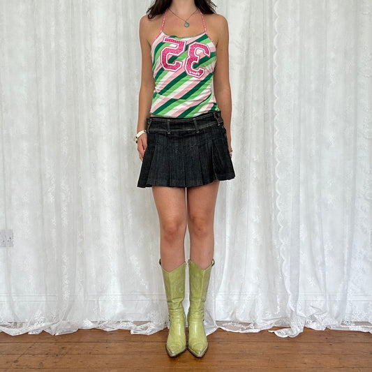 vintage 00s pink and green stripey 35 cami